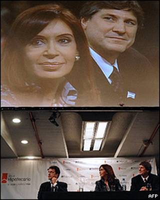 Cristina Fernández, con el nuevo ministro argentino de economía, Amado Boudou