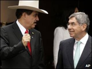 Manuel Zelaya e Oscar Arias na Costa Rica