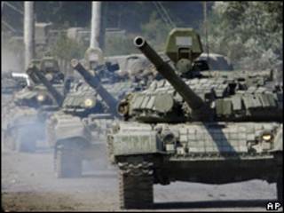 Российские танки в Южной Осетии во время конфликта