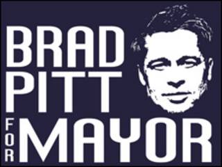 Logo Brad Pitt para alcalde. Cortesía: Story Ville.