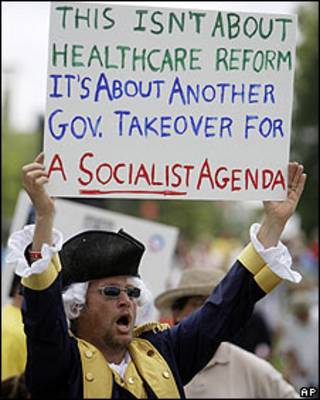 Protesta en Atlanta contra el plan de salud de Obama.