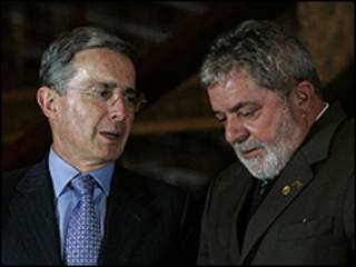 Alvaro Uribe e Luiz Inácio Lula da Silva