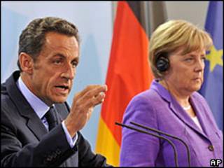 Nicolas Sarkozy y Angela Merkel