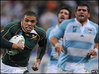 Equipo argentino de rugby. Foto de archivo