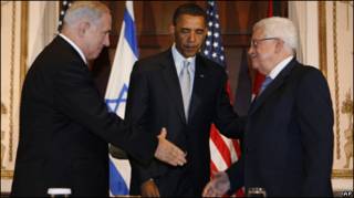 Benjamin Netanyahu, Barack Obama e Mahmoud Abbas