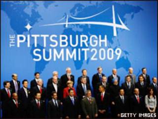 Líderes reunidos na cúpula do G20 em Pittsburgh, nos Estados Unidos