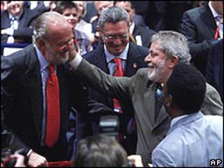 Rey Juan Carlos de España y Lula de Brasil en Copenhague