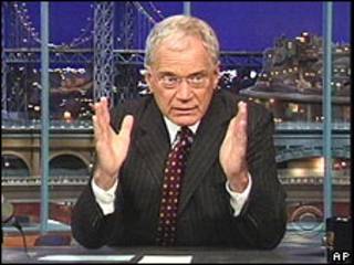 Imagem do talk-show de David Letterman na rede de televisão CBS
