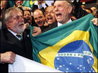 Comitê brasileiro no anúncio da cidade-sede em Copenhague