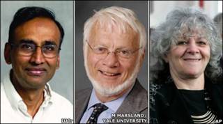 Venkatraman Ramakrishnan, Thomas Steitz y Ada Yonath
