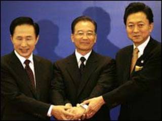 Lee Myung-bak, Ôn Gia Bảo và Yukio Hatoyama tại Bắc Kinh