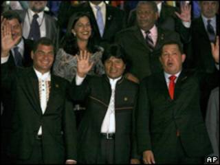 Presidentes en el ALBA en Cochabamba.