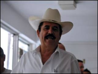 o líder deposto de Hnduras, Manuel Zelaya