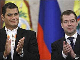 Rafael Correa y Dmitry Medvedev