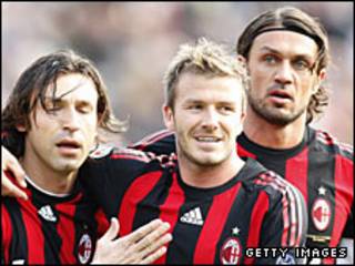 Beckham với AC MIlan năm ngoái