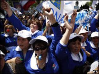 Protesta de empleados públicos chilenos (foto archivo)