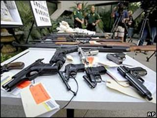 Armas decomisadas en México a narcotraficantes
