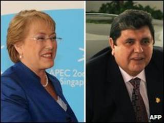 Michelle Bachelet y Alan Garcia en la cumbre de la APEC