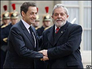 Nicolas Sarkozy y Luiz Inacio Lula da Silva