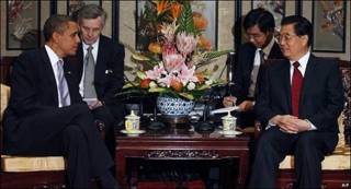 Barack Obama (izq.) y Hu Jintao