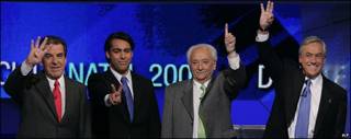 Candidatos presidenciales en Chile: Eduardo Frei, Marco Enríquez Ominami, Jorge Arrate, Sebastián Piñera.