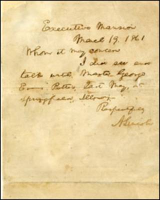 Carta de Abraham Lincoln a George Patten. Foto AP/ The Raab Collection