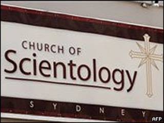 Cartel de una iglesia de la Cienciología en Sidney, Australia