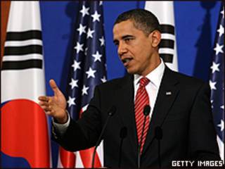 Obama cerrando su gira asiática en Seúl