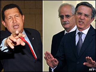 Hugo Chávez y Álvaro Uribe