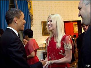 Michelle y Tariq Salahi con Barack Obama