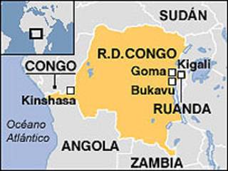 Mapa de la República Democrática del Congo
