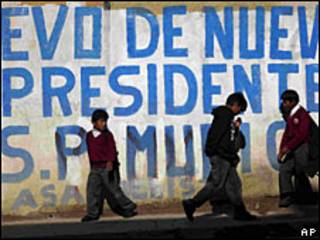 Pintada a favor de Evo Morales en Bolivia.
