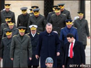 أربكان مع كبار ضباط الجيش التركي