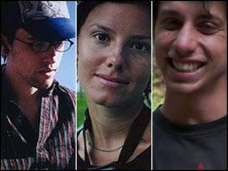 Shane Bauer, Sarah Shourd y Joshua Fattal