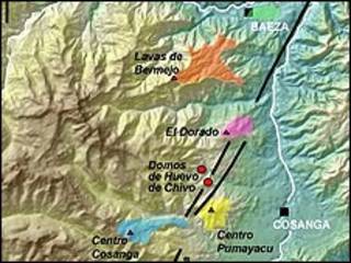 Mapa de zona volcánica (cortesía Minard Hall)