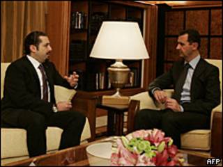 Hariri y Assad reunidos.