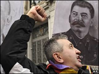 Портрет Сталина на демонстрации испанских коммунистов