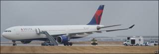 美國西北航空NW253班機停在底特律都會機場的跑道上(25/12/2009)