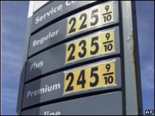 Precios de gasolina en Estados Unidos.