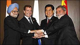 Líderes dos quatro países que formam os Brics
