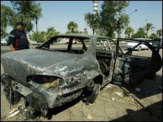 خودروی آسیب دیده در جریان درگیری سال 2007 کارمندان بلک واتر