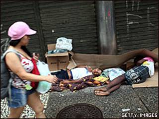 Moradores de rua em Copacabana