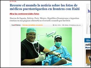 Captura del diario El Nuevo Día sobre imágenes de médicos puertoriqueños en Santo Domingo