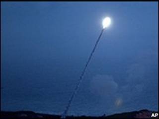 Misil interceptor de EE.UU. Imagen de archivo