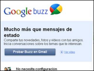Página de inicio de Google Buzz