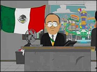 Caricatura con los rasgos de Felipe Calderón.