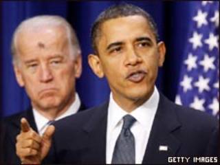 O presidente dos Estados Unidos, Barack Obama, e seu vice, Joe Biden, durante discurso nesta quarta-feira (Getty Images)