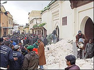 Acidente em mesquita em Meknes. Foto AFP