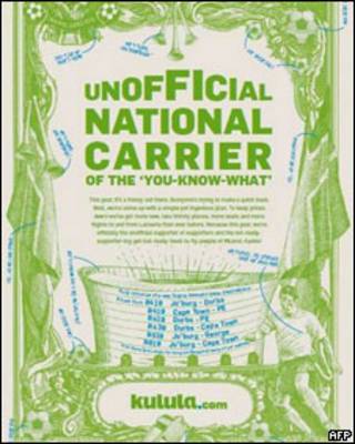 Anuncio de kulula.com sobre el Mundial de Sudáfrica 2010 que generó una queja de la FIFA