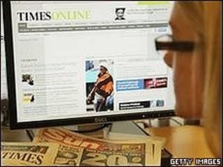 Imagen del portal de The Times en internet